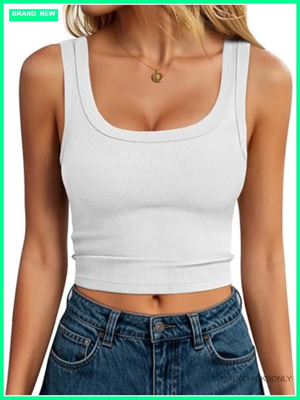 Womens Cropped Tank Top Scoop Neck Ribbed Cami Slim Fit Sleeveless Summer